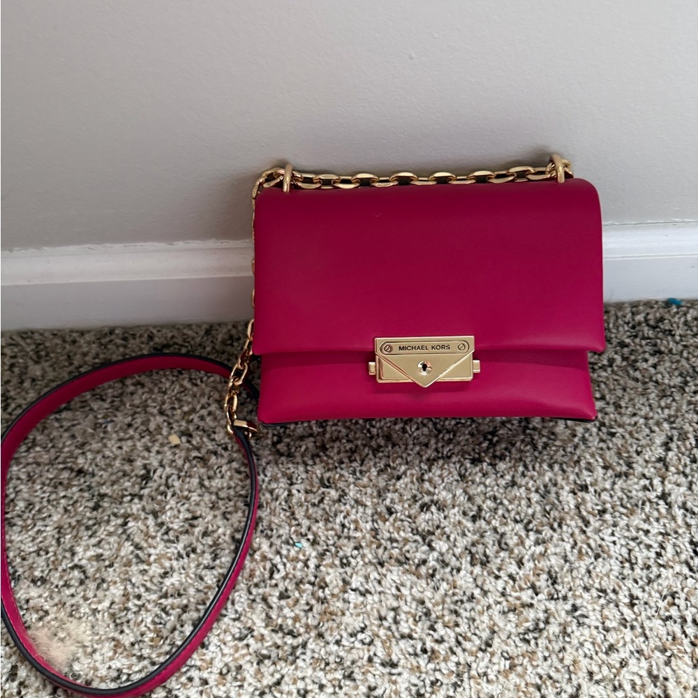 Michael Kors Fuchsia Crossbody Bag with Gold Chain